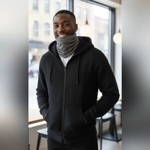 Men's Ninja Mask Hoodie Sweater Zip Up Gym Sport Activewear Fleece Lined Jacket